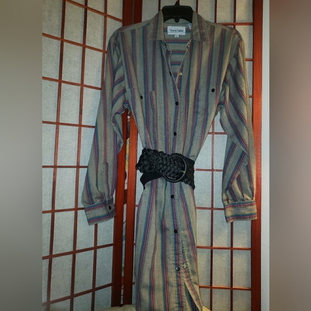 VTG Vintage DVF Diane von Furstenberg 80s Shirt Dress size L